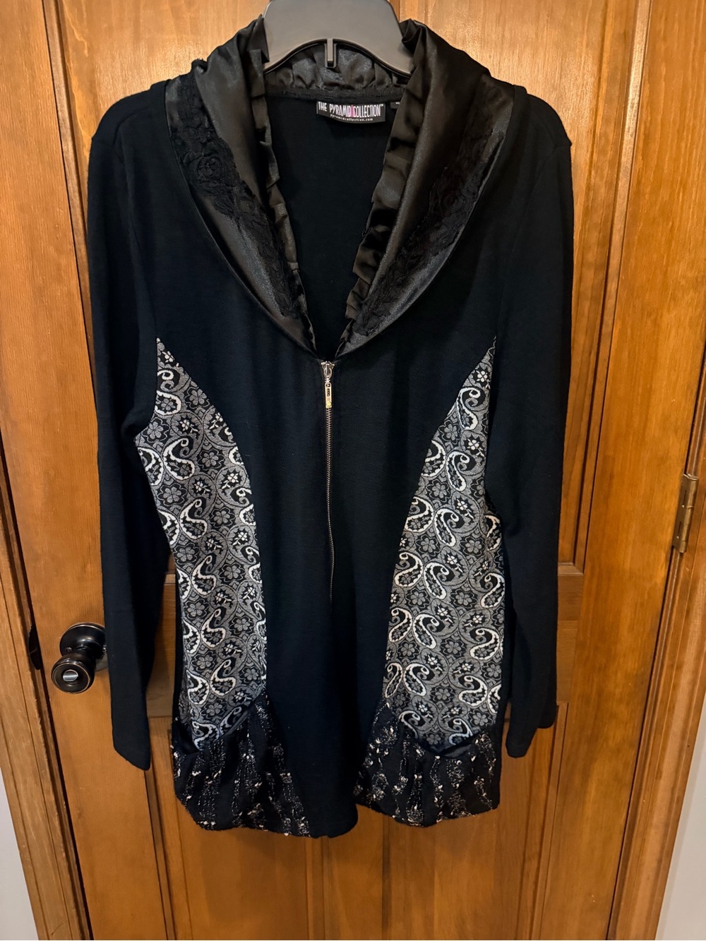 The Pyramid Collection Black Jacket with Paisley Panels